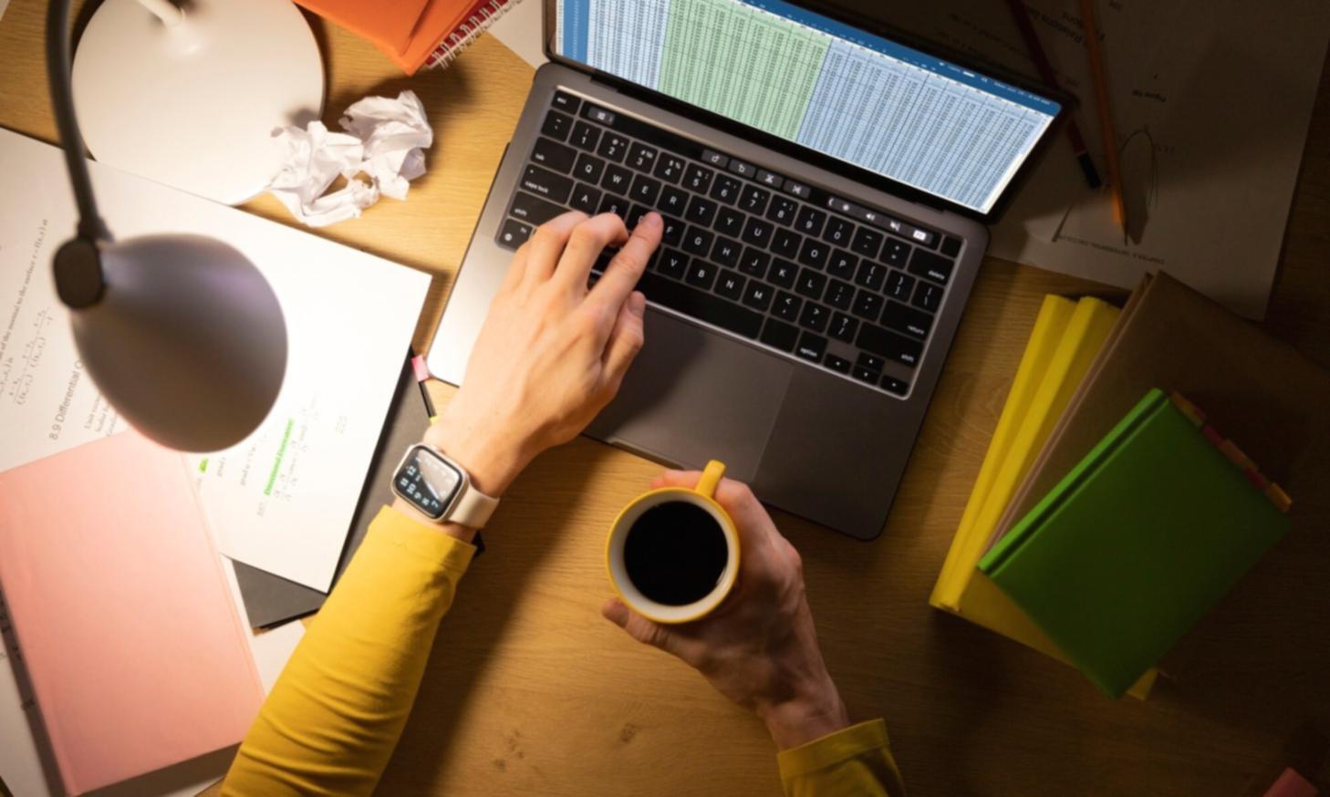 Financial calendar planning workspace with organized documents